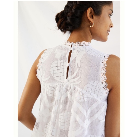 Anthropologie Summer Blouse Tank Pineapple in White NWT - Picture 3 of 14